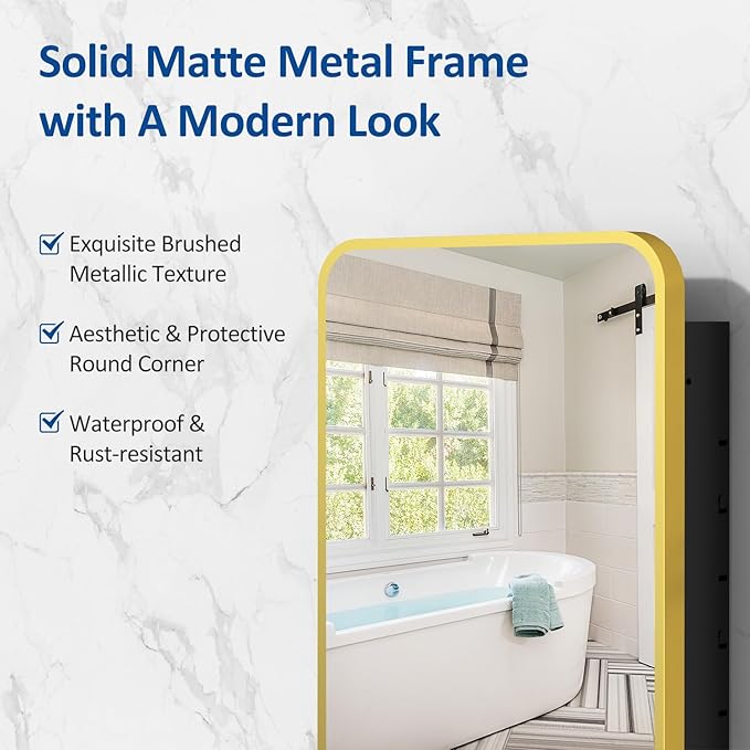 ACEMIRO 20x28 Inch Gold Recessed Medicine Cabinet with Mirror Metal Framed Surface Wall Mounted Bathroom Medicine Cabinet Mirror with Storage