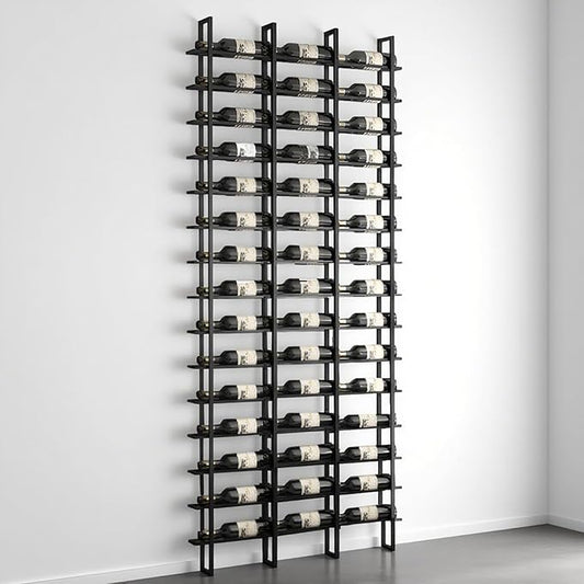 Large Wall Mount Wine Rack, 16 Tier 48 Bottle Wine Storage Organizer Display Holder, Metal Liquor Display for Wine Cellars, Home Bars, Kitchens, and Dining Rooms