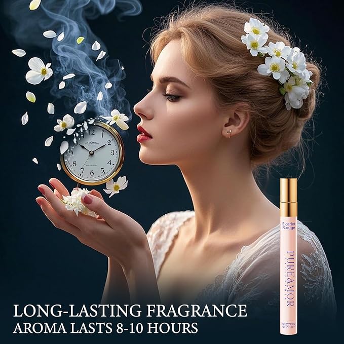 PUREAMOR 女性用フェロモン香水、サフランアンバーの香り、長時間持続するオードパルファム、女性用アドバンスドフレグランス香水、0.41fl. トラベル香水スプレー