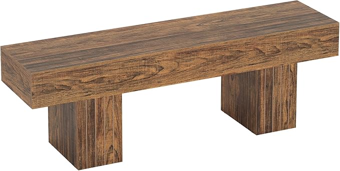 Tribesigns 55" Entryway Bench, Farmhouse Dining Bench with Broad Legs for Bedroom, Kitchen, Hallway, Rustic Brown