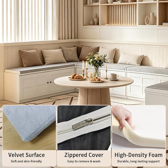 U-Shape Storage Bench with Cushion, Farmhouse Corner Dining Bench, Kitchen Breakfast Nook Bench with Hidden Storage, Convertible to Two L-Shapes, White for Dining Room Entryway Cloakroom
