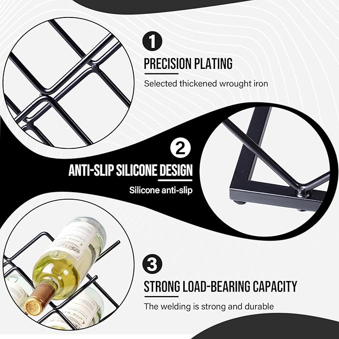 Countertop Wine Rack - 5 Bottle Freestanding Modern Gold Metal Small Wine Rack - Tabletop Wine Holder Stand for Cabinet, Pantry, Wine Bottle Storage