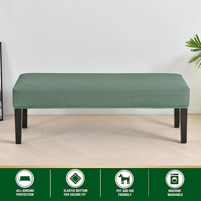 CRFATOP Waterproof 4pcs Dining Chairs Seat Covers with Soft Bench Chair Cover Stretch Kitchen Chair Slipcover Washable Seat Cushion Slipcover Protector for Hotel Ceremony Banquet Wedding,Green