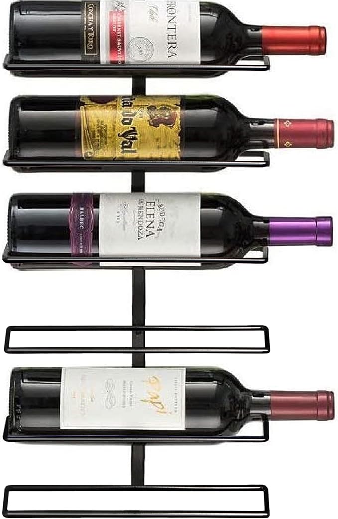 Sorbus Wall Mount Wine Rack – Holds 6 Bottles – Black Metal Wine Bottle Holder for Wall, Modern Wine Rack for Home Bar, Kitchen