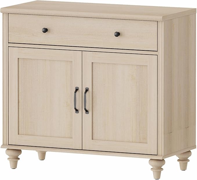 WAMPAT Buffet Cabinet with Doors & Drawer, Large Coffee Bar Table Wood Kitchen Storage Cabinets with Storage Cabinets, Modern Farmhouse Sideboard Credenza for Dining Room, Beige, 34 inch