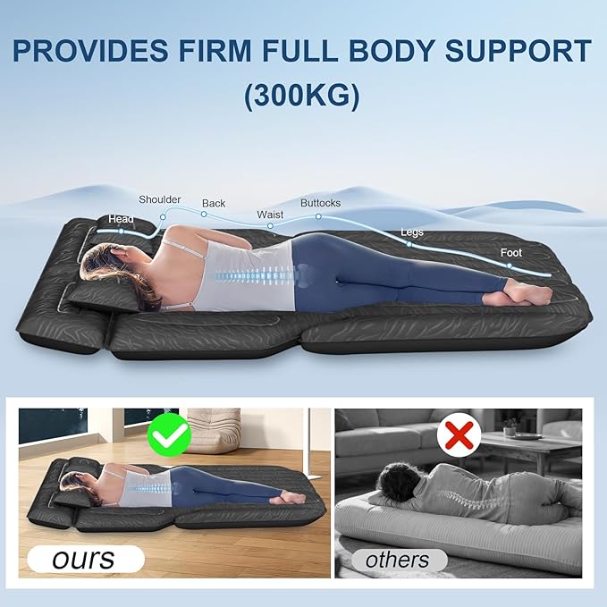 Inflatable SUV Air Mattress Bed, Double-Sided Flocking Travel Camping Bed with Air Pump and 2 Pillows for Universal SUV