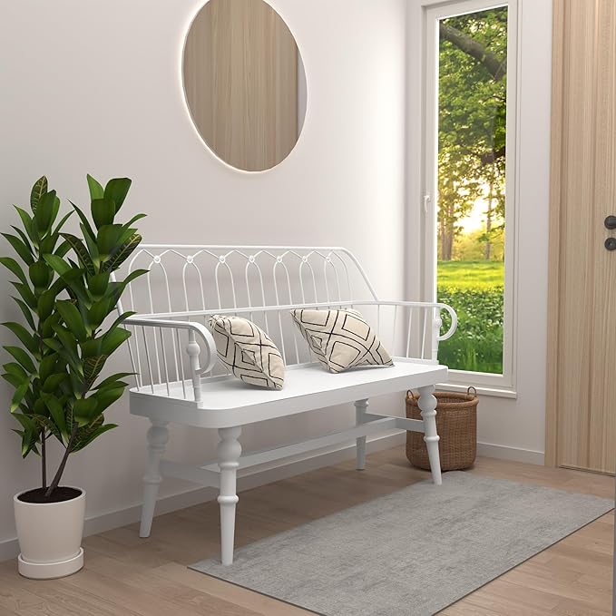 DIBRATY Entryway Bench,Spindle Back Wooden Dinning Bench, Farmhouse Foyer Bench for Entryway, Living Room, Dinning Room, Mudroom