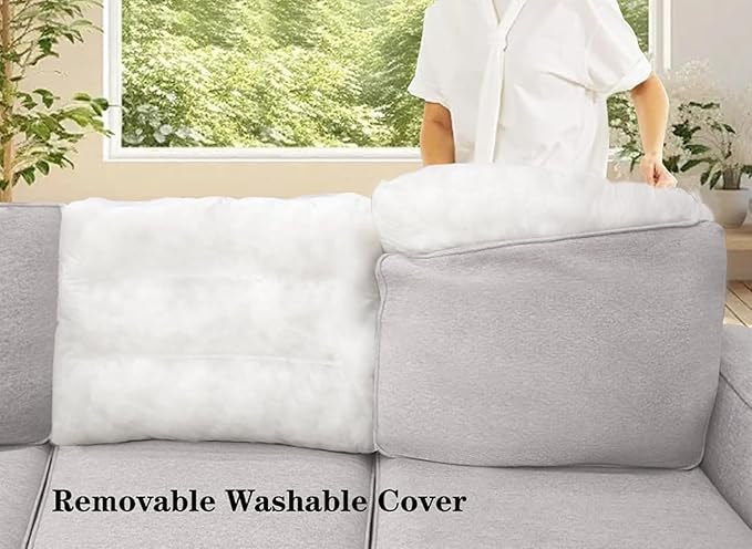 Legend Vansen Oversized Modular Sectional Sofa,U/L‑Shaped Reversible Couch with Ottoman,Deep Seat Plush Polyester Sectional for Living Room,5-Seater,Light Grey