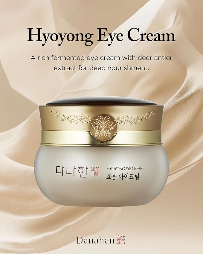 Danahan Hyoyong Fermented Hanbang Eye Cream - Anti-Aging Treatment for Fine Lines Dark Circles – 30+ Botanicals, Gentle Non-Greasy | Double Size 1.01 oz