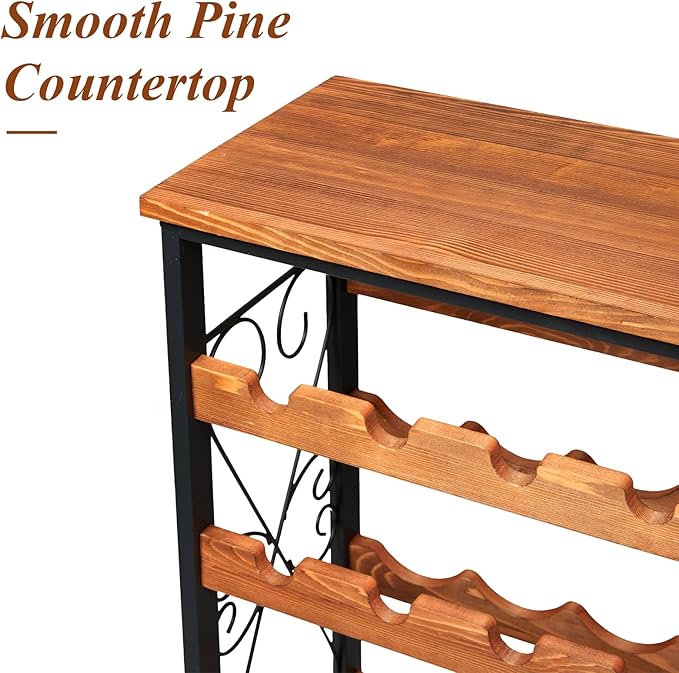 Sonyabecca 48 Bottle Wine Rack Freestanding Floor with Wood Top,8-Tier Wine Storage Shelf with Serving Station, Wine Holder for Kitchen, Bar, Dining Room, Home Bar Cabinet for Wine Bottles, No Wobble