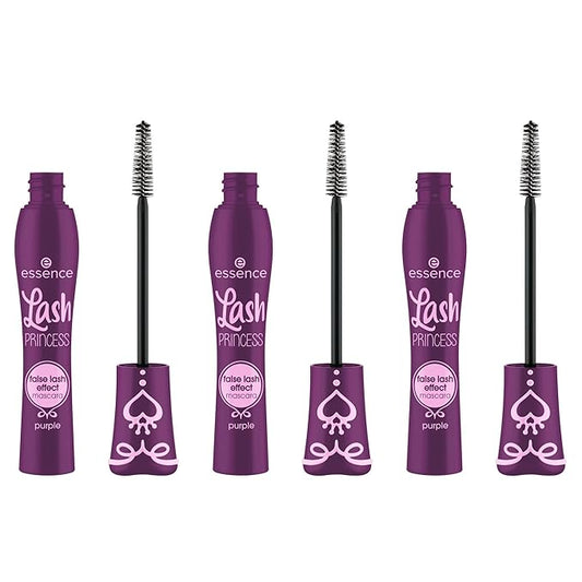 essence | ラッシュプリンセス マスカラ 偽まつげ効果 パープル | コーン型ファイバーブラシでボリューム＆ロング効果 | ヴィーガン＆クルエルティフリー (3個パック)