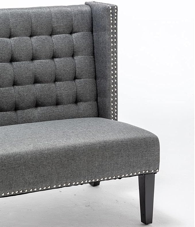 Andeworld Modern Loveseat Settee Bench Sofa Upholstered Banquette Couch for Dining Living Room Hallway or Entryway Seating Funiture with Wooden Legs,Slate