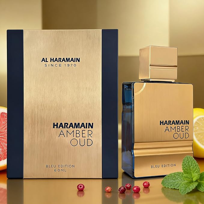 Al Haramain Amber Oud Blue Edition for Men Eau de Parfum Spray - Long Lasting Men's Cologne with Amber & Sandalwood, Arabian Perfume for Men 60ml (2.0 oz)
