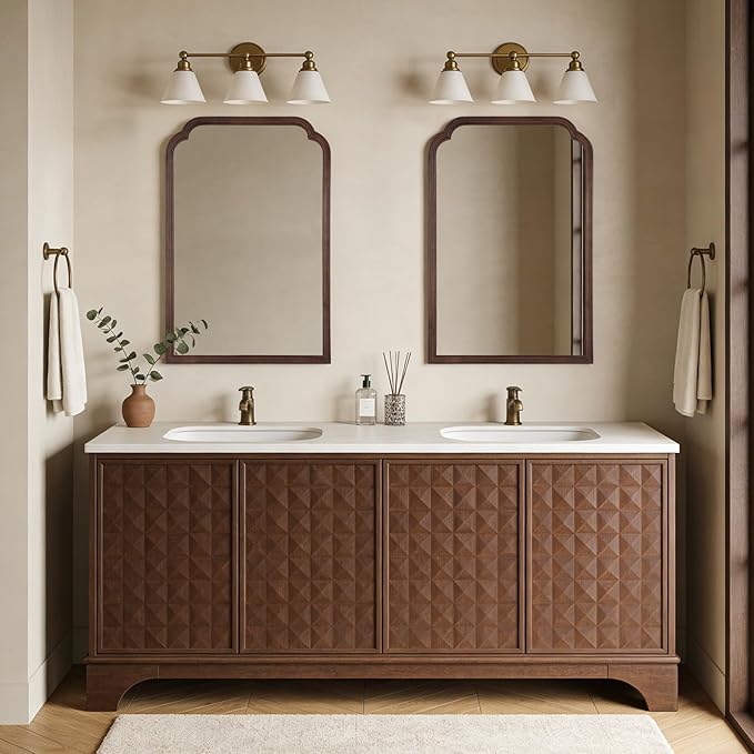 WallBeyond Wooden Framed Wall Mirror, Natural Wood Bathroom Vanity Mirror for Entryway, Living Room or Bedroom Home Decor Vertical or Horizontal Hanging [24" x 36" Walnut Color]