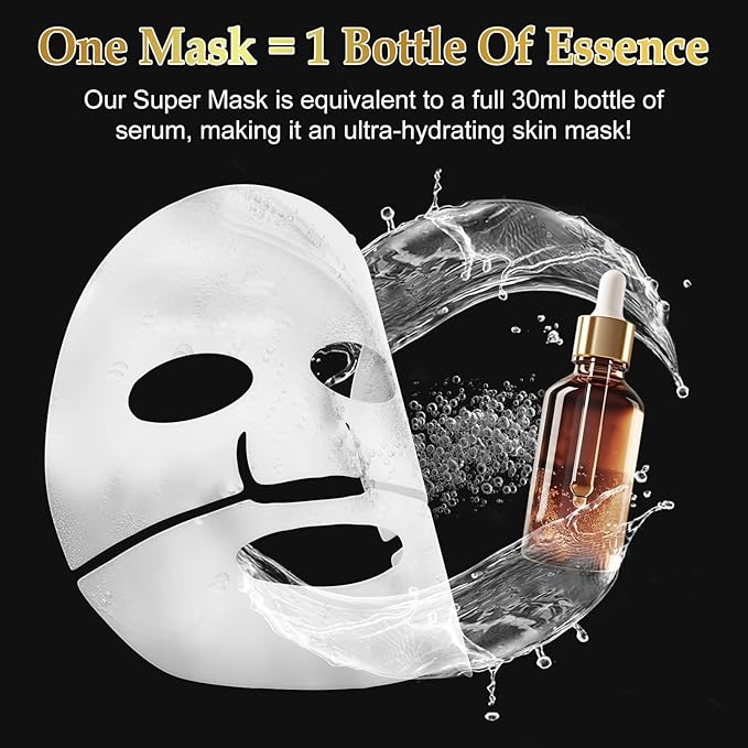 6 Pack Advanced Snail Mucin Glass Glow Face Masks, Collagen Face Mask, Hydrating Overnight Hydrogel Mask for All Skin Types