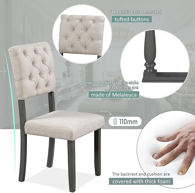 Harper & Bright Designs 6-Piece Dining Table and Chair Set with Special-Shaped Legs and Foam-Covered Seat Backs&Cushions for Dining Room (Gary)