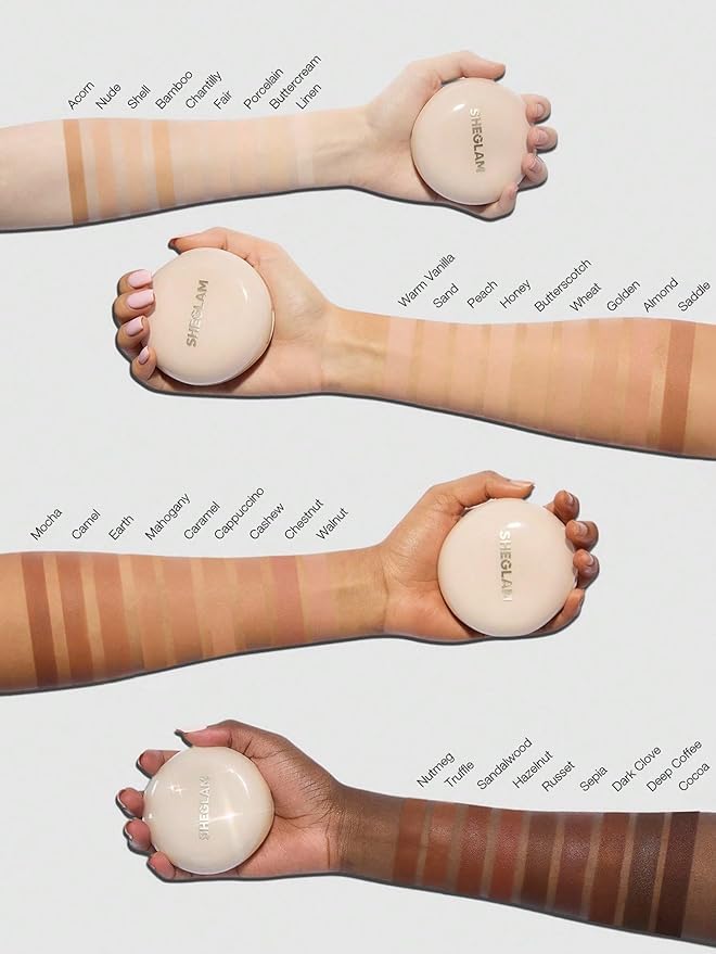 SHEGLAM Lock & Go Long-Lasting Cushion Foundation Soft Matte Weightless Waterproof for Flawless Base Makeup-Almond