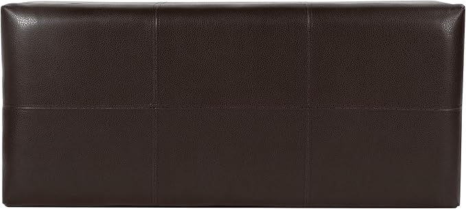 HomePop Espresso Faux Leather Storage Cocktail Bench with Nailhead Trim