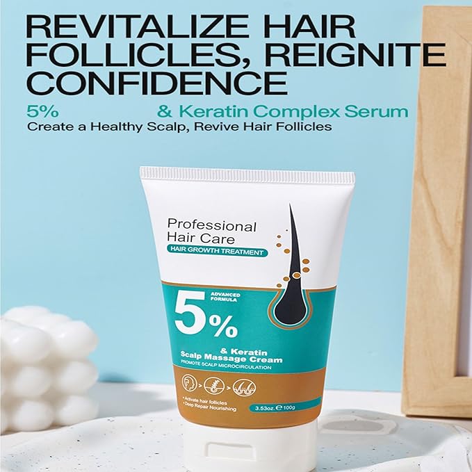 コルムシック 5% ミノキシジル 育毛頭皮マッサージクリーム、プロフェッショナルヘアケアミノキシジル、男女兼用ローズマリービオチン配合育毛剤、素早い再成長と髪の根の強化 (1個)
