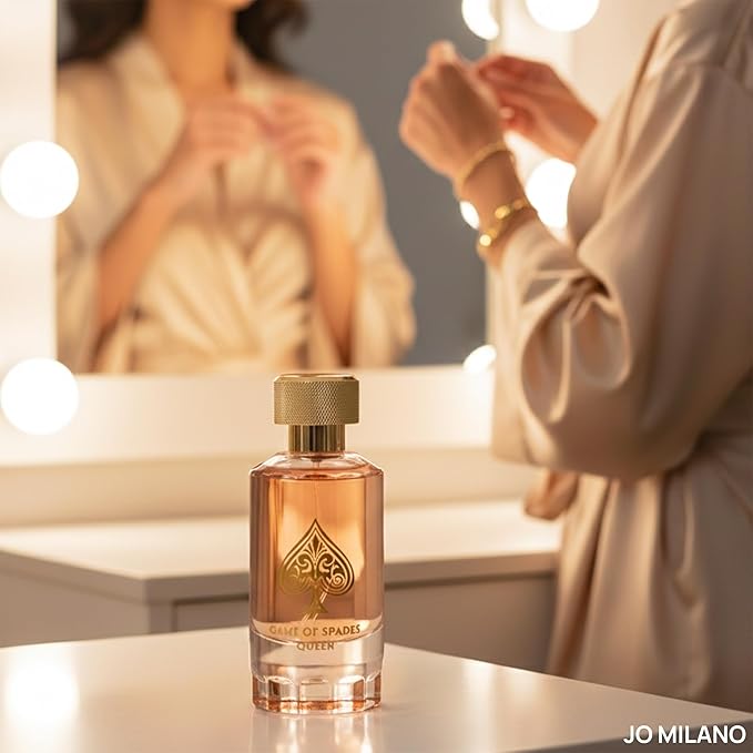 Jo Milano ゲームオブスペード クイーン オードパルファム スプレー | 3.4オンス (100ml) | アンバー、ローズ、フローラル、ウード、ムスクの香り | 女性用 長時間持続フレグランス