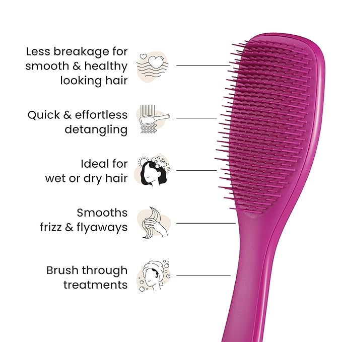 Tangle Teezer ザ・アルティメットディタングラー（濡れ髪・乾いた髪用ヘアブラシ）、絡まりを解消し、髪の切れ毛を軽減。ストレートからウェーブヘアに。エレクトリックラズベリー