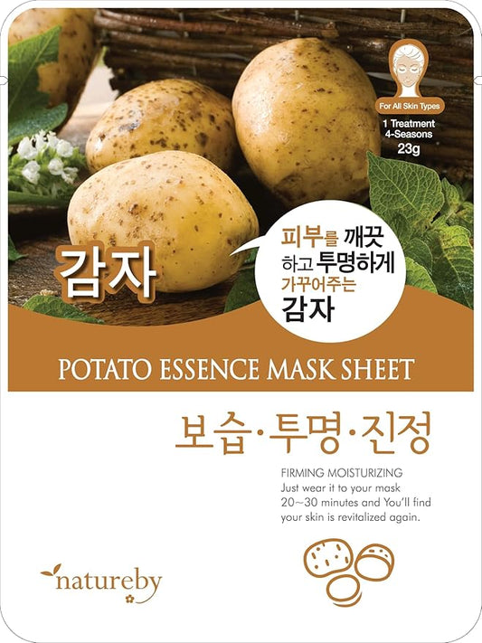 TNB Natureby Collagen Essence Korean Face Mask(10 sheets), Moisturizing Mask Sheet Pack, Korean Skin Care For All Skin Types. (potato)