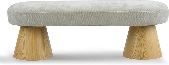 Christopher Knight Home Manila Chenille Upholstered Dining Bench, Modern Ottoman Bench, Wooden Entryway Bench, Comfort Long Spfa Footstool for Living Room Dining Room, No Assembly Needed, Oatmeal