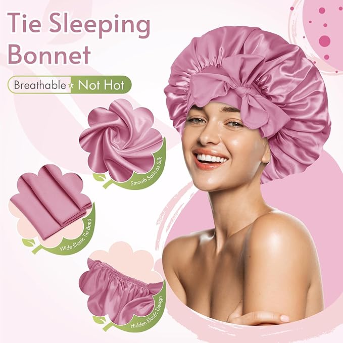 Bonnet Queen シルクボンネット サテンボンネット 結び紐付き 睡眠用ナイトキャップ 女性用