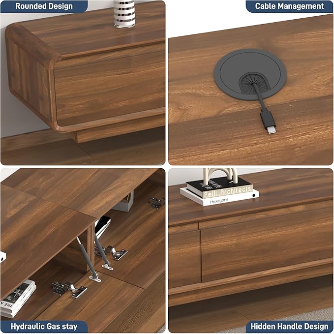 chartustriable 94.5" Minimalist Floating TV Stand for TVs up to 100 Inches, Modern Wall Mounted Media Console with 2 Drawers, Entertainment Center for Living Room, Brown