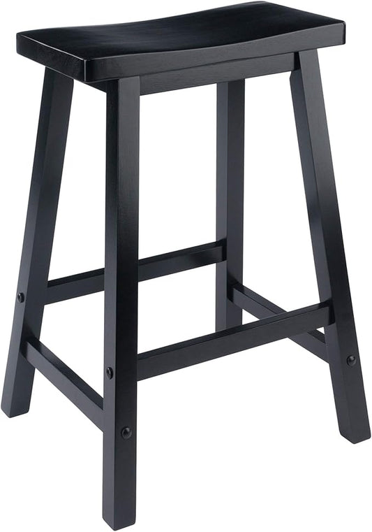 Winsome Satori Saddle Seat Counter Stool, 24" in Black, Classic Backless Bar Chairs for Kitchen & Dining Room Seating, Timeless Essential Furniture for Home, Dorm, Apartments