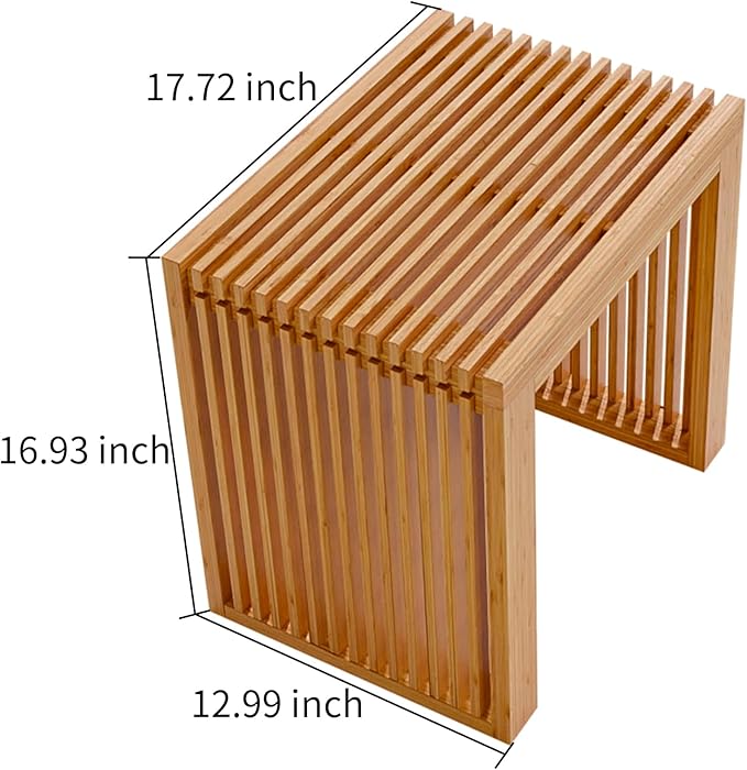 APRTAT Bamboo Dining Bench Indoor Small Bench Entryway Shoe Rack Bench,Outdoor Modern Wood Benches 17 Inch for Living Room Hallway Bedroom Bathroom Nature Small