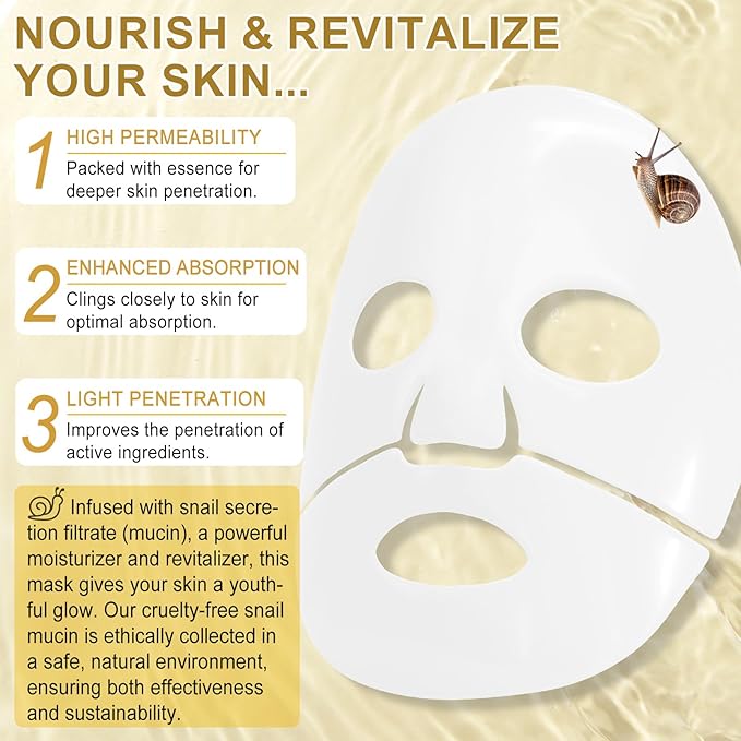 Snail Mucin Glass Glow Hydrogel Mask, Collagen Face Masks Skincare, Collagen Night Wrapping Mask, Korean Facial Masks Skin Care (4 PCS)