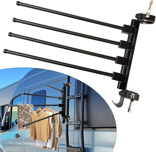 RV Clothes Drying Rack, Aluminum, 304 Stainless Steel Accessories Versatile No Drilling Anti-Rust for Ladder, Boats, RV, Camper, Trailer, Travel, Hotel, Home