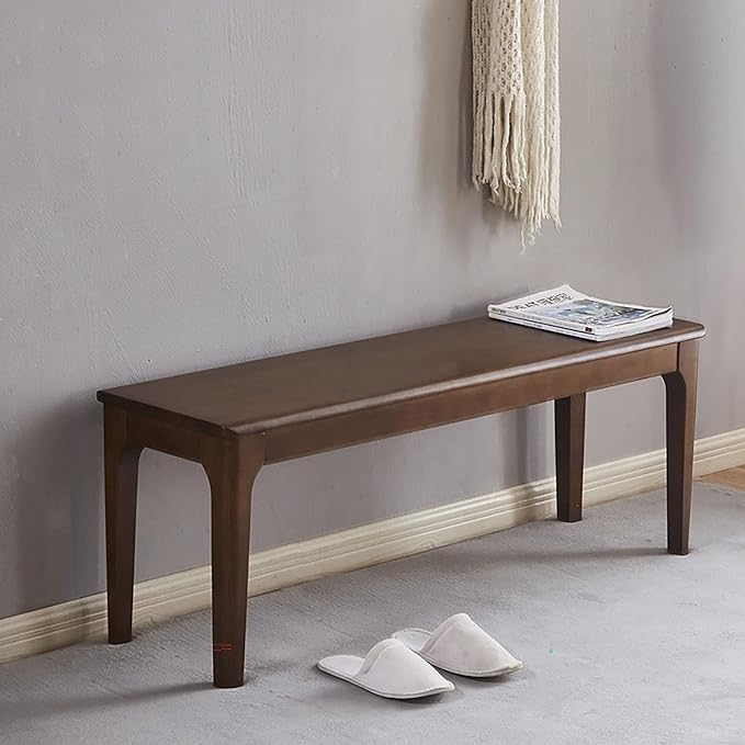 Dining Bench Wood Solid Oak Wooden Bed End＆Entryway Bench for Bedroom Living Room Kitchen(Brown)
