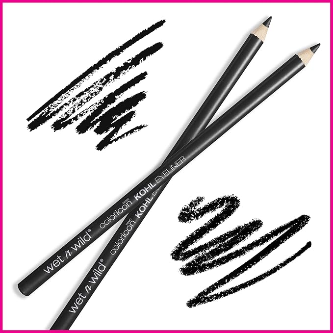 wet n wild カラーアイコン コールアイライナーペンシル - 豊かで高発色、なめらかでクリーミーな使用感、長持ちするマットな仕上がり、多用途、クルエルティフリー - ベイビー・ゴット・ブラック (5本入り)