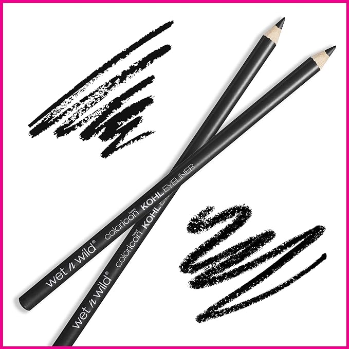 wet n wild カラーアイコン コールアイライナーペンシル – 豊かな高発色、なめらかなクリーミーな使い心地、長時間持続するマットな仕上がり、多用途、クルエルティフリー – Baby's Got Black, (2個パック)