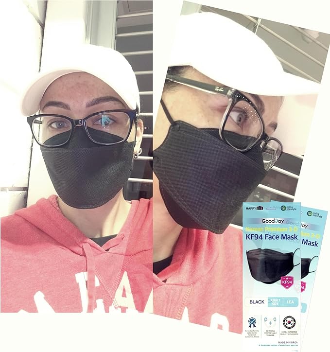 (Pack of 10) (5PCS BLACK,5PCS WHITE Combo set) [Good day] Premium 3D Disposable BLACK AND WHITE KF94 Face Mask, 4-Layer Filters, Protective Covering Dust Mask, Individual Packs, Made in Korea.