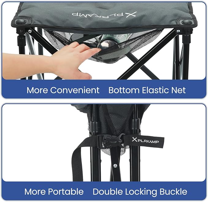 Padded Camping Stool, 18 Inch Oversized Camping Foot Rest, 500lb Outdoor Folding Camp Chair Portable Camping Ottoman for Camping Gardening w/Storage Net, Carry Bag (2, DarkGreen)