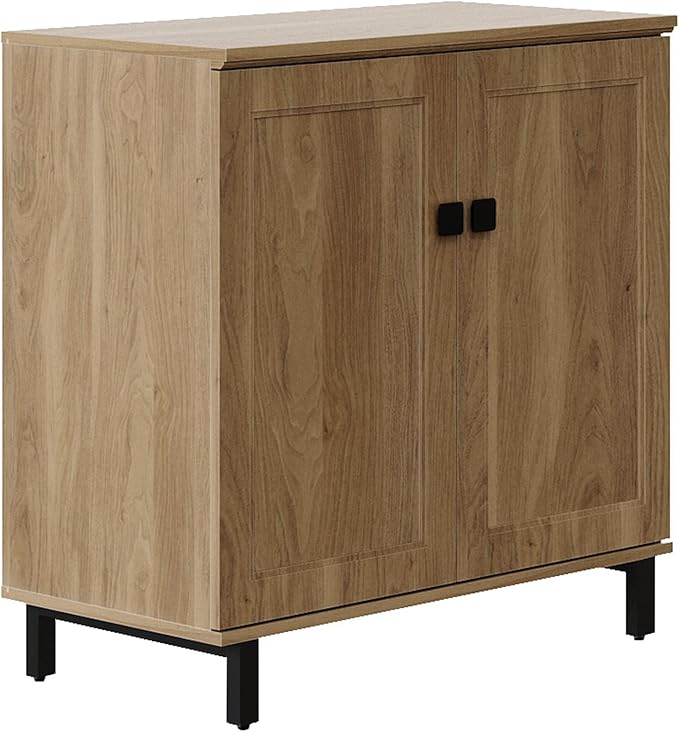 FENSULN Buffet Sideboard Cabinet Farmhouse Modern 2 in 1 Storage Cabinet with Adjustable Shelves for Kitchen, Coffee Bar, Living Room, Oak