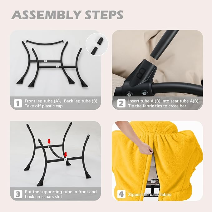Lazy Chair with Folding Ottoman,Leisure Sofa Chair,Soft Fabric Armchair with Armrests and Side Pockets, Reading Chair with Footrest for Living Room, Bedroom, Office (Plush Yellow)