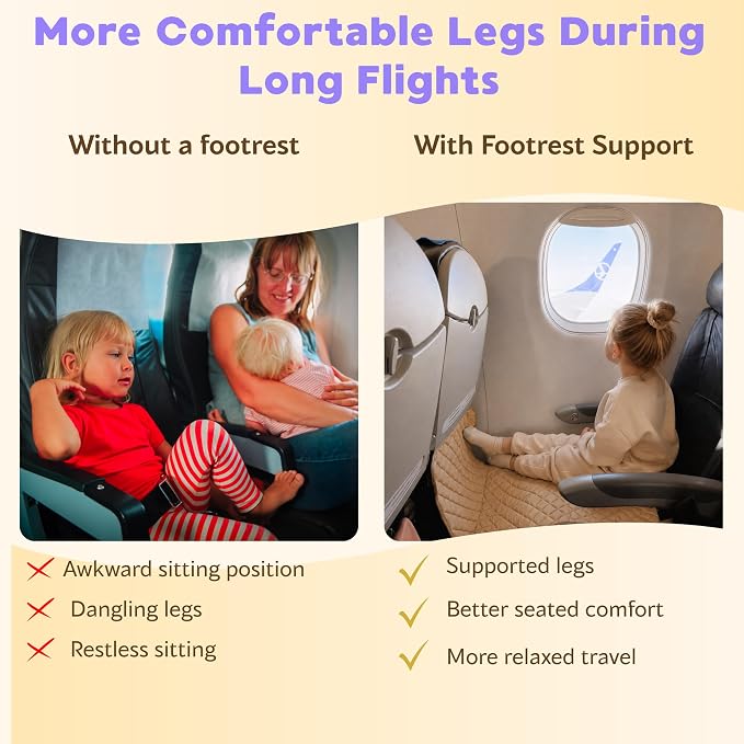 Toddler Airplane Footrest for Kids with Adjustable Straps for Travel
