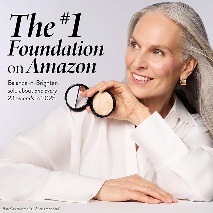 LAURA GELLER NEW YORK Award-Winning Baked Balance-n-Brighten Color Correcting Powder Foundation - Porcelain - Buildable Light to Medium Coverage - Demi-Matte Natural Finish
