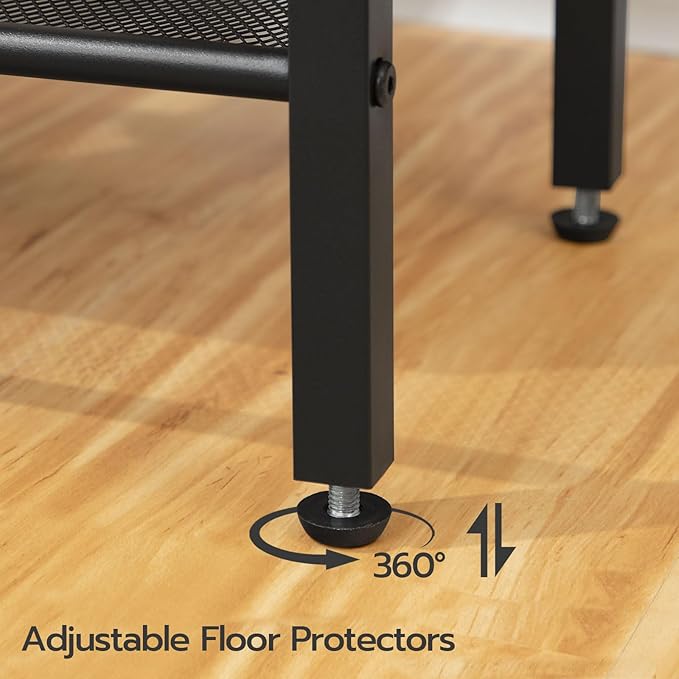 HOOBRO Side Table with Charging Station and USB Port, Small End Table for Small Space, 3-Tier Nightstand with Adjustable Shelf, for Living Room, Bedroom, Black BB112BZ01