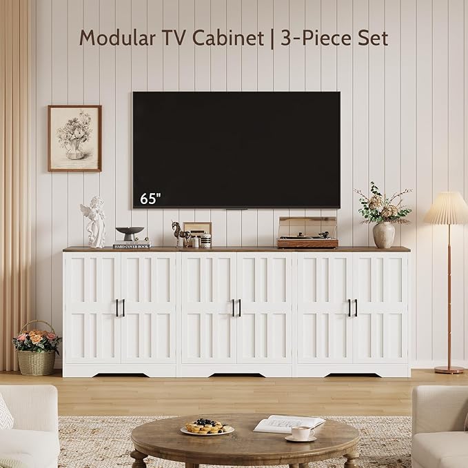 Sideboard Buffet Cabinet, Modern Farmhouse Kitchen Storage Cabinet, Small Modular Accent Cabinet Coffee Station Bar Media Console Table Credenza for Kitchen Dining Room, Living Room Entryway Hallway