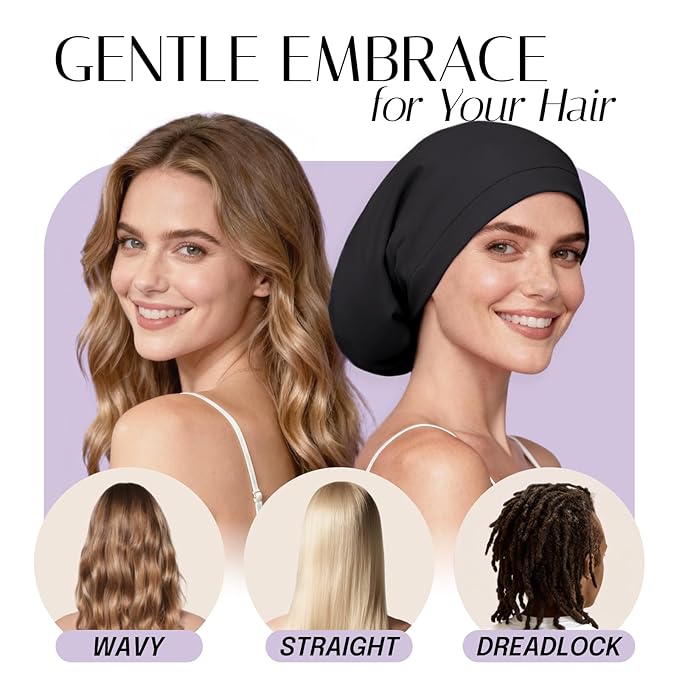 OLESILK Silk Bonnet for Long Hair: 100% Mulberry Silk for Sleeping Women&Men, Extra Large Loc Cap for Braids, Adjustable