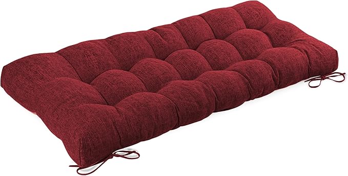 Bench Cushion for Indoor Furniture 48x19 inch Rectangle Bench Seat Cushion for Bay Window Entryway Bench Thick Textured Chair Cushion with Non-Slip Backing 1 Pack, Red