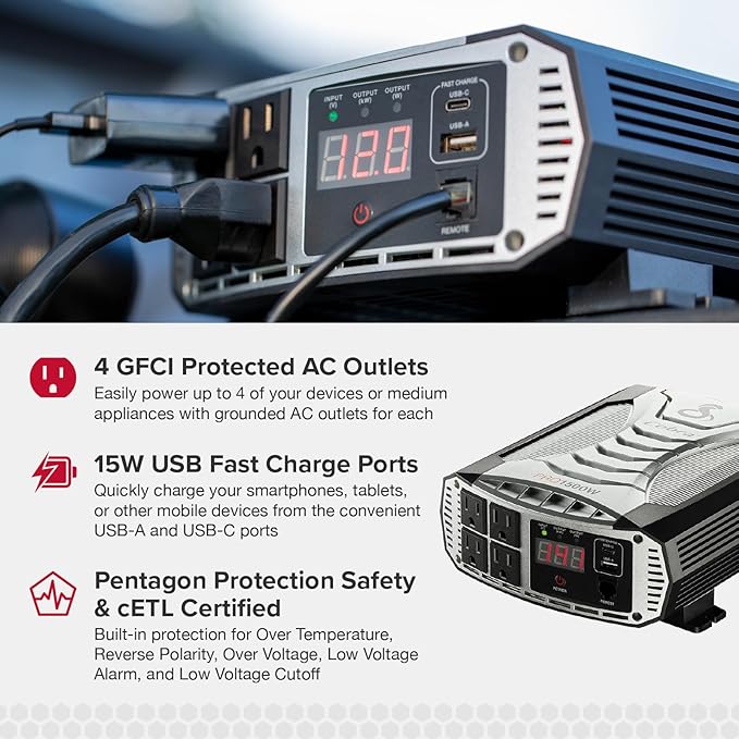 Cobra PURE SINE 400W Power Inverter and PRO 1500W Professional Grade Power Inverter Bundle