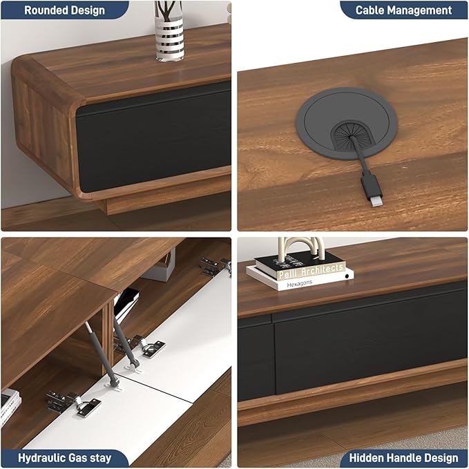 chartustriable 94.5" Minimalist Floating TV Stand for TVs up to 100 Inches, Modern Wall Mounted Media Console with 2 Drawers, Entertainment Center for Living Room, Walnut and Black