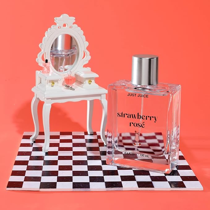 Just Juice Strawberry Rosé - Sparkling Strawberry Perfume for Women and Men - Raspberry, Rose, Vanilla Musk Summer Perfume - 3.4 oz