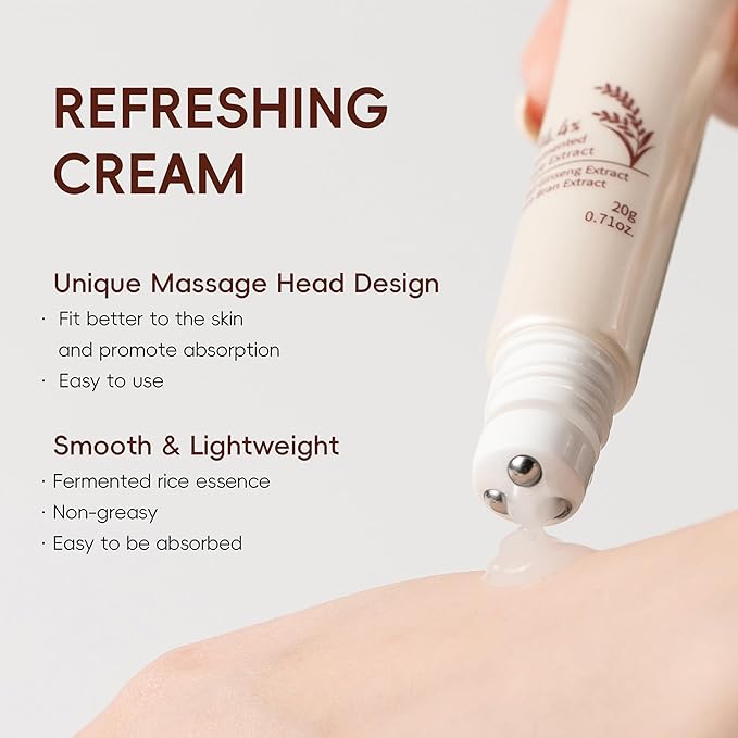 Rice Eye Cream, Multi-Effect Correxion Eye Cream with 94.4% Fermented Rice Extract, Deep Hydration Improve Dark Circles Eye Bags Under Eye Cream for Fine Wrinkles and Puffiness Treatment